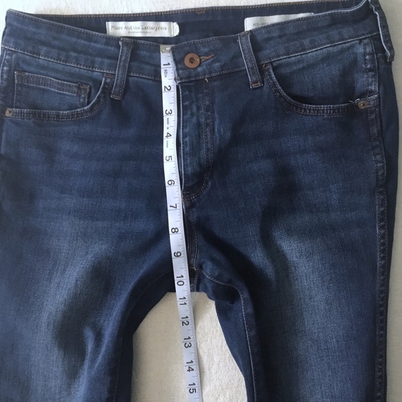 Pilcro And The Letterpress Mid-Rise Skinny Jeans Woman’s Size 30 Blue Slit Hem - Picture 12 of 16